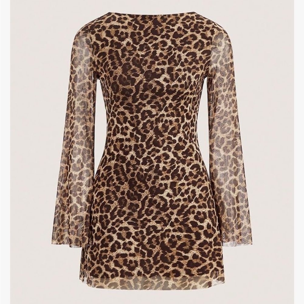 Leopard Print Long Sleeve Dress